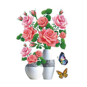 Adhesivo de pared autoadhesivo florero 3D
