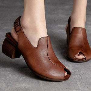 2022 Verano Nuevo Retro Sandalias de tacón grueso hechas a mano