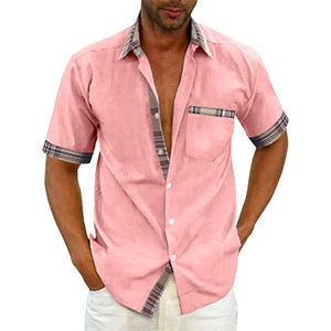 Camisa casual con cuello a cuadros para hombre