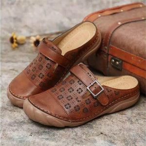 Zapatos vintage de punta redonda con fondo plano