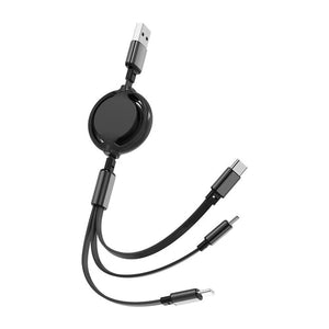 Cable de carga USB retráctil 3 en 1