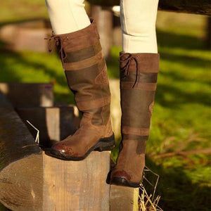 Botas largas de mujer estilo británico con cordones