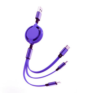 Cable de carga USB retráctil 3 en 1