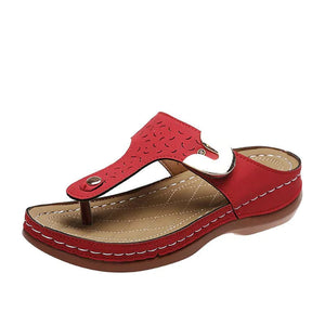 Chanclas de cuña con estampado metálico decorativo para mujer