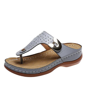 Chanclas de cuña con estampado metálico decorativo para mujer