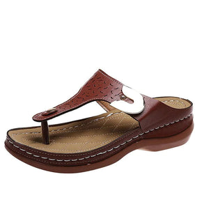 Chanclas de cuña con estampado metálico decorativo para mujer
